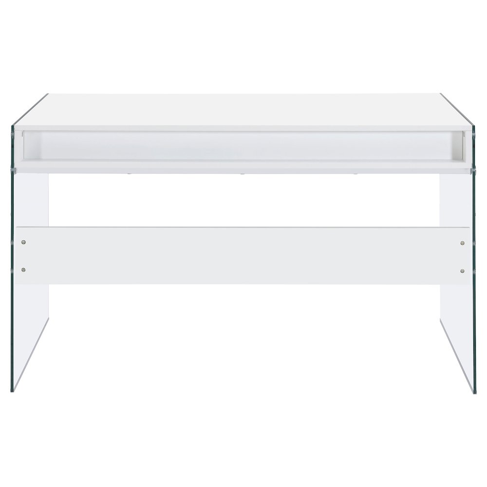 Dobrev 48-inch 2-drawer Writing Desk White High Gloss. Picture 8
