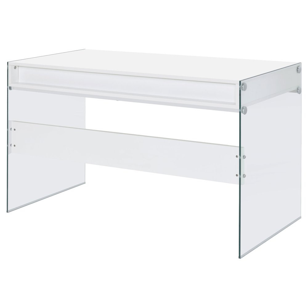 Dobrev 48-inch 2-drawer Writing Desk White High Gloss. Picture 9