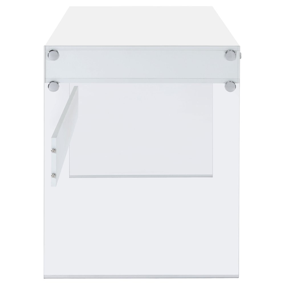 Dobrev 48-inch 2-drawer Writing Desk White High Gloss. Picture 10