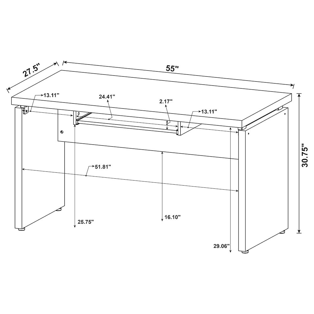 Skylar 55-inch Computer Desk with Keyboard Drawer Cappuccino. Picture 15