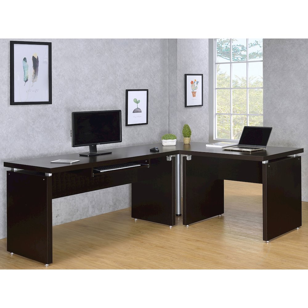 Skylar 55-inch Computer Desk with Keyboard Drawer Cappuccino. Picture 14