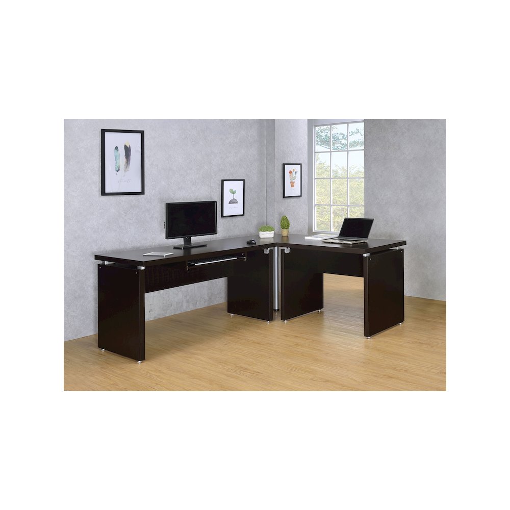 Skylar 83-inch L-Shaped Office Computer Desk Cappuccino. Picture 12