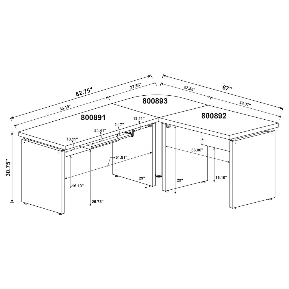 Skylar 83-inch L-Shaped Office Computer Desk Cappuccino. Picture 15