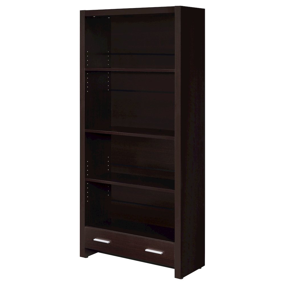 Skylar 71-inch 5-shelf Bookcase with Drawer Cappuccino. Picture 5