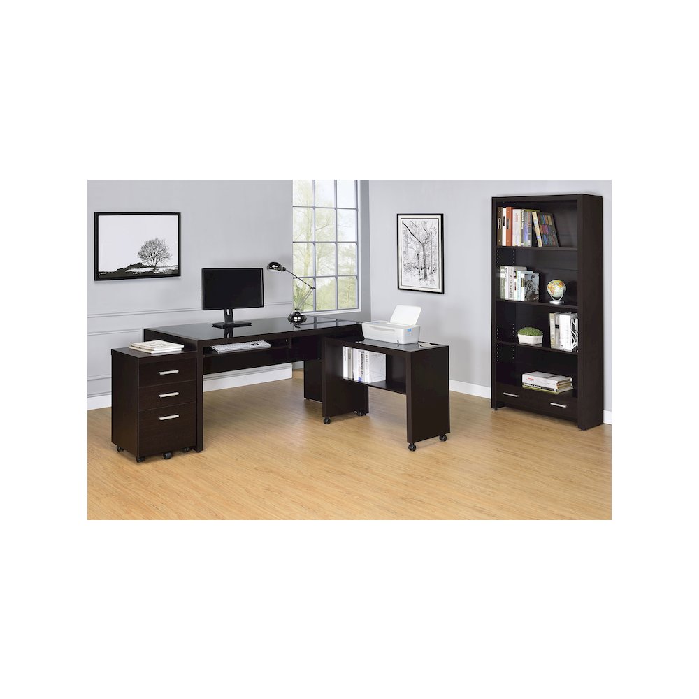 Skylar 71-inch 5-shelf Bookcase with Drawer Cappuccino. Picture 13
