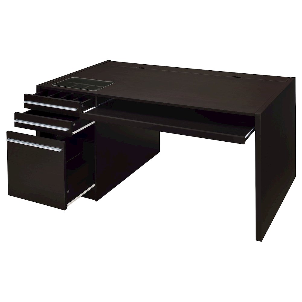 Halston 60-inch 3-drawer Office Computer Desk Cappuccino. Picture 3