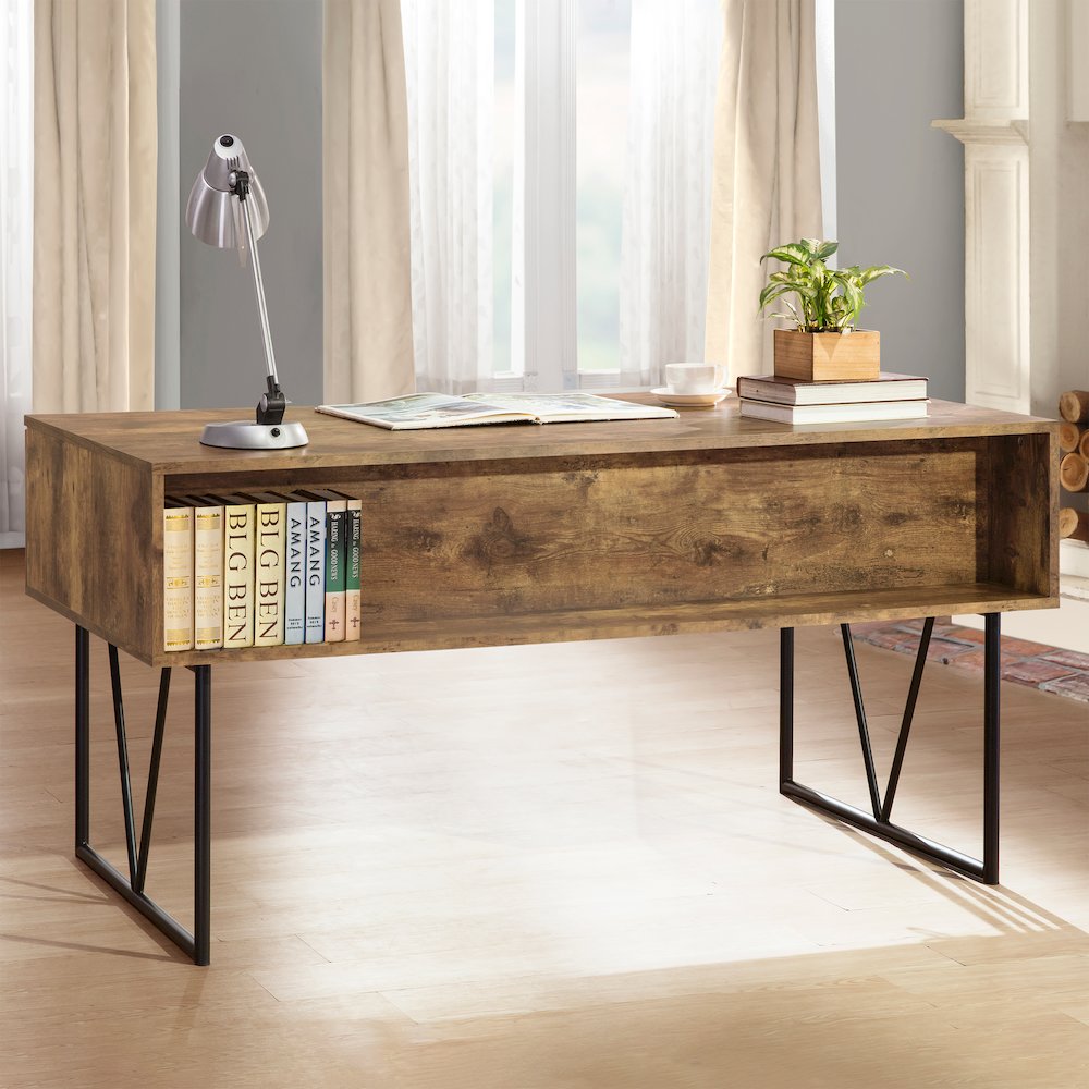 Analiese 63-inch 4-drawer Writing Desk Rustic Nutmeg. Picture 13