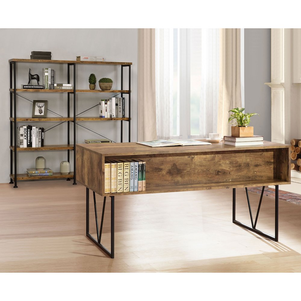 Analiese 63-inch 4-drawer Writing Desk Rustic Nutmeg. Picture 14