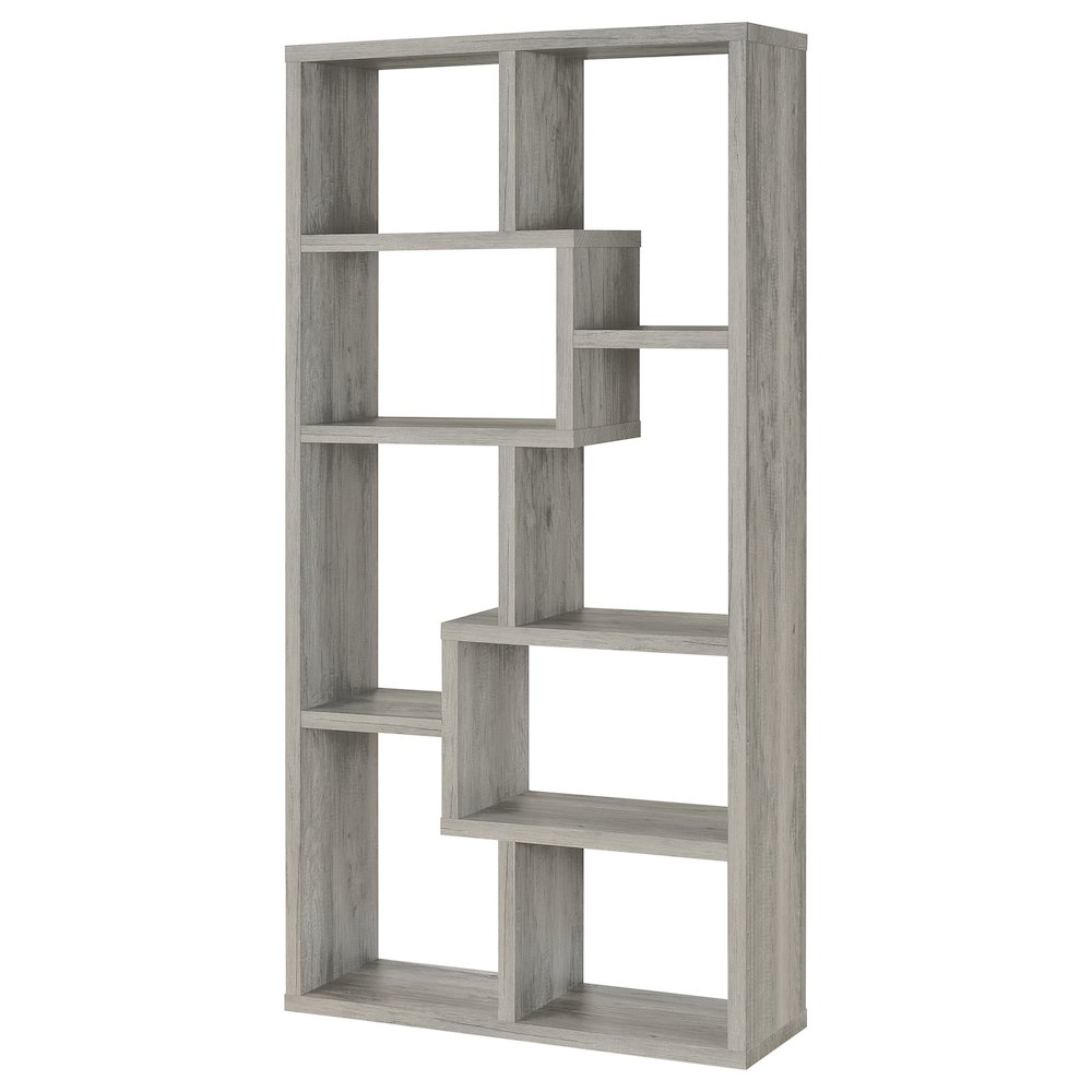 Theo 71-inch 6-shelf Bookshelf Grey Driftwood. Picture 4
