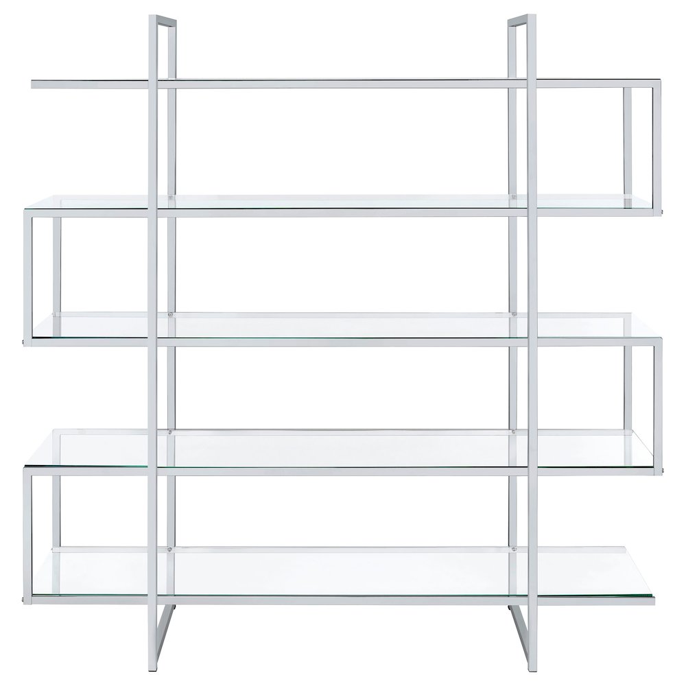Elmer 63-inch 5-shelf Bookshelf Clear and Chrome. Picture 3