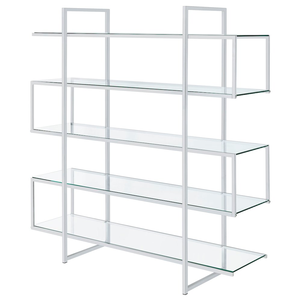 Elmer 63-inch 5-shelf Bookshelf Clear and Chrome. Picture 4