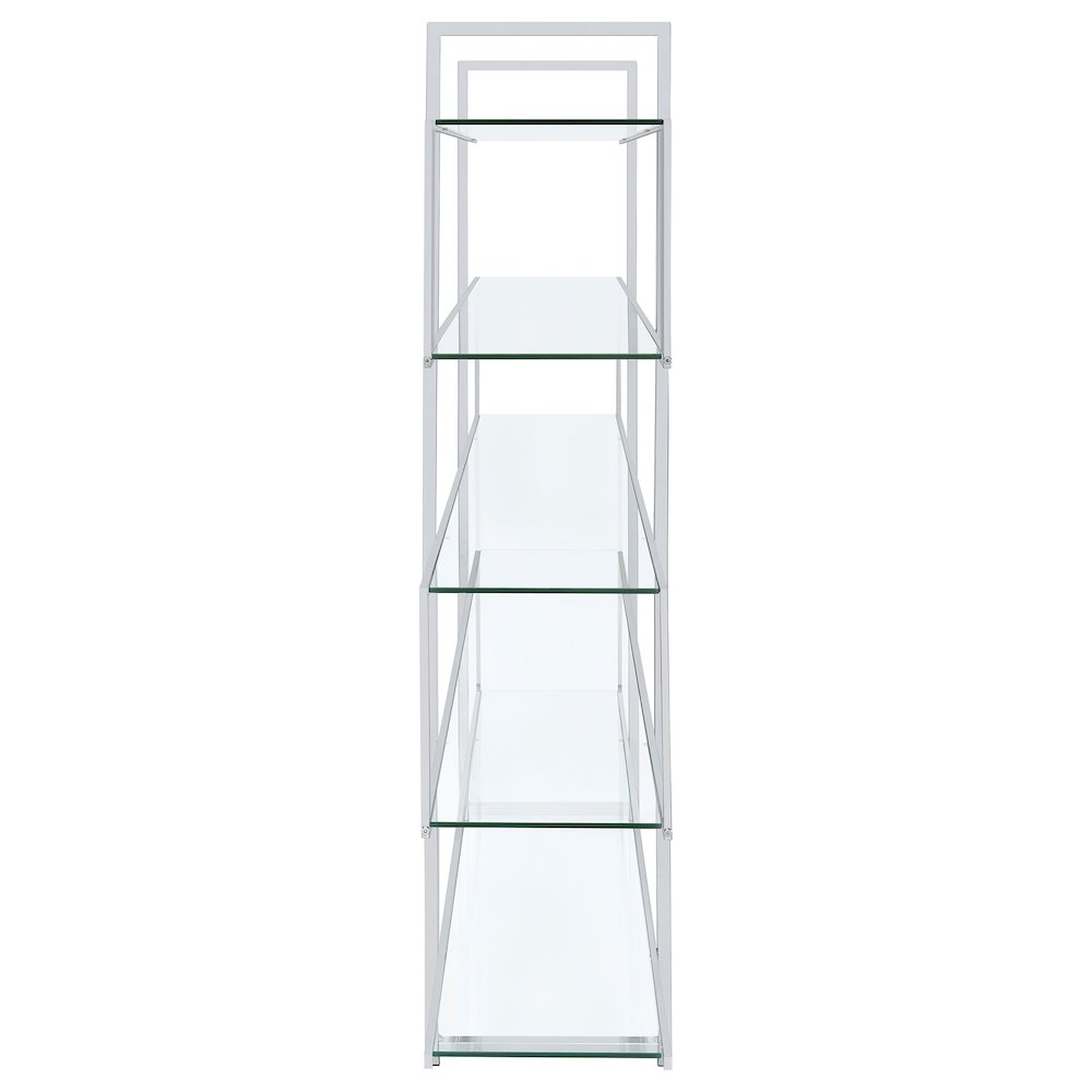 Elmer 63-inch 5-shelf Bookshelf Clear and Chrome. Picture 5