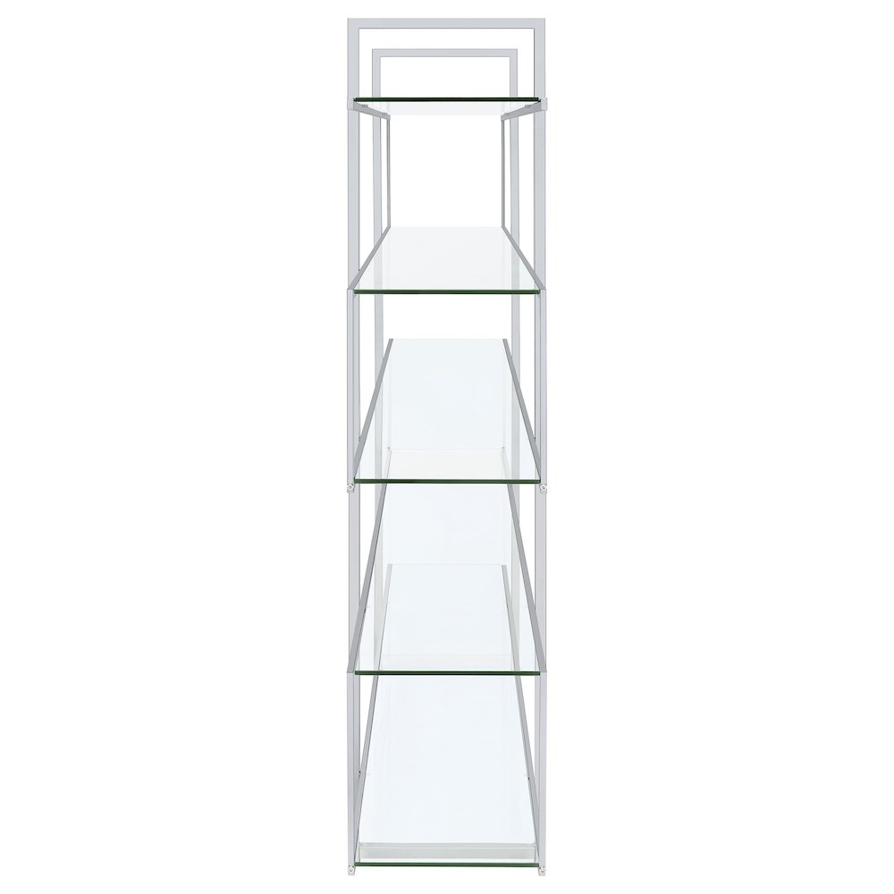 Elmer 63-inch 5-shelf Bookshelf Clear and Chrome. Picture 6