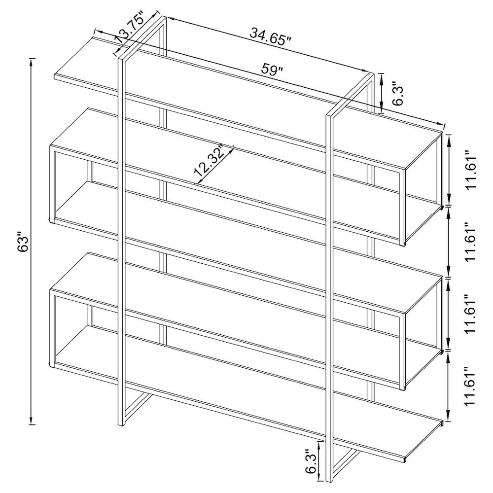 Elmer 63-inch 5-shelf Bookshelf Clear and Chrome. Picture 10