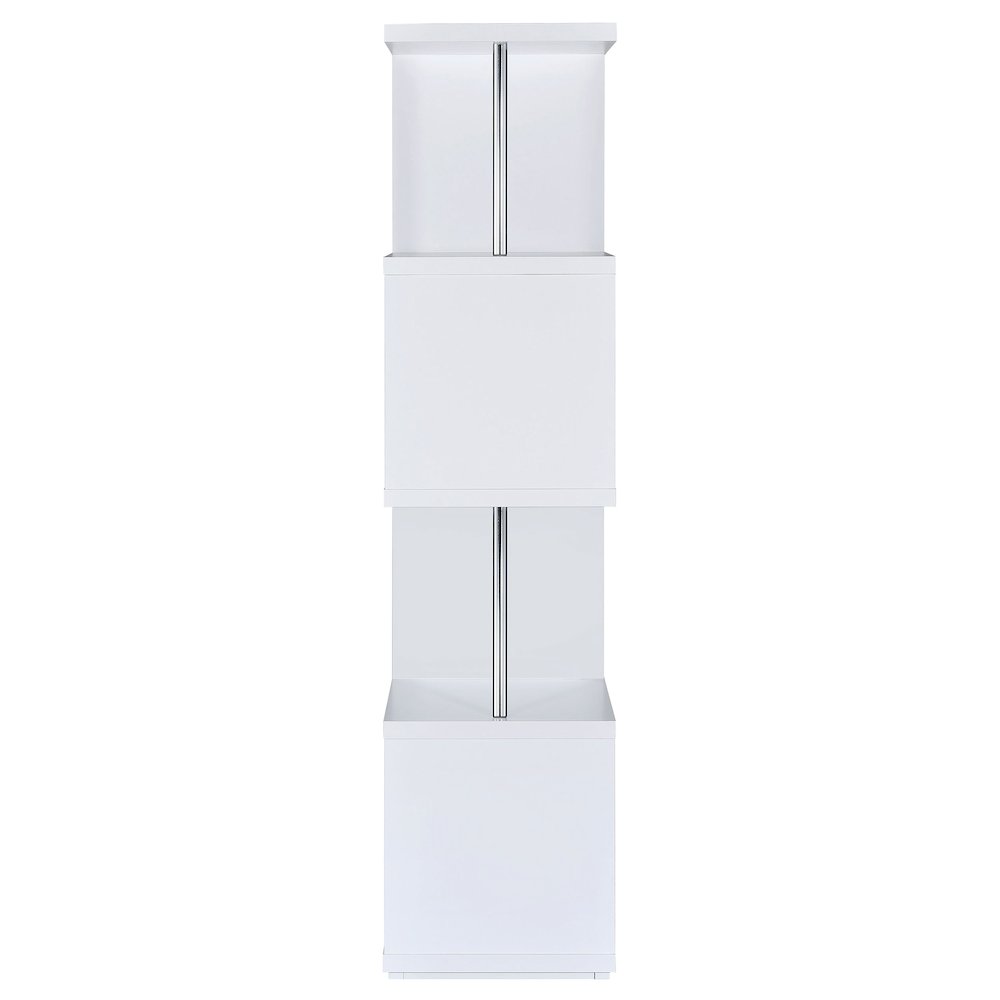 Baxter 67-inch 4-shelf Bookshelf White and Chrome. Picture 3