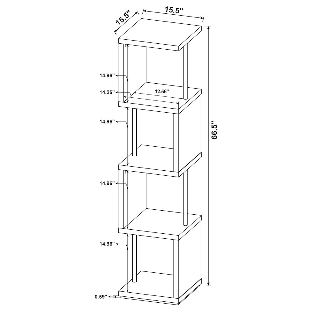Baxter 67-inch 4-shelf Bookshelf White and Chrome. Picture 12