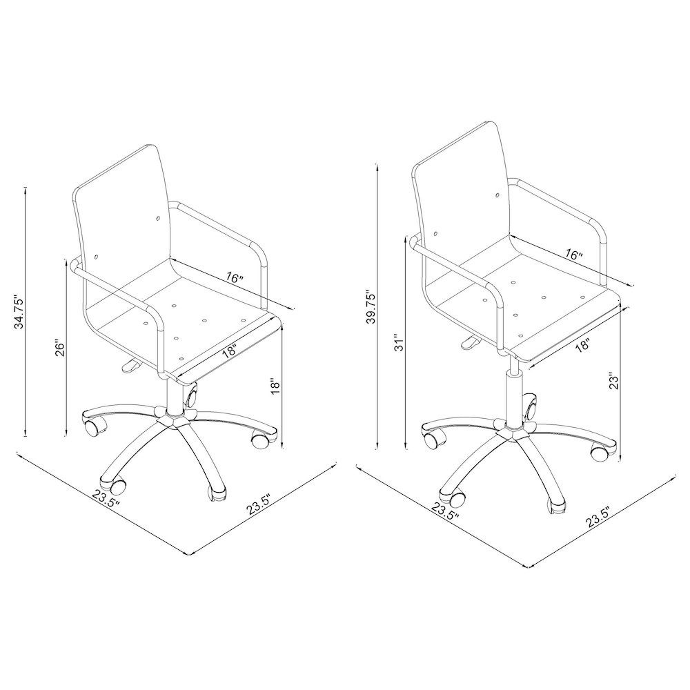 Amaturo Acrylic Adjustable Home Office Desk Chair Clear. Picture 13