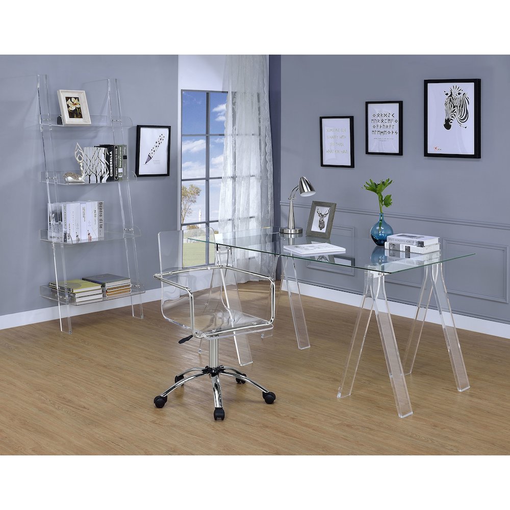 Amaturo Acrylic Adjustable Home Office Desk Chair Clear. Picture 11