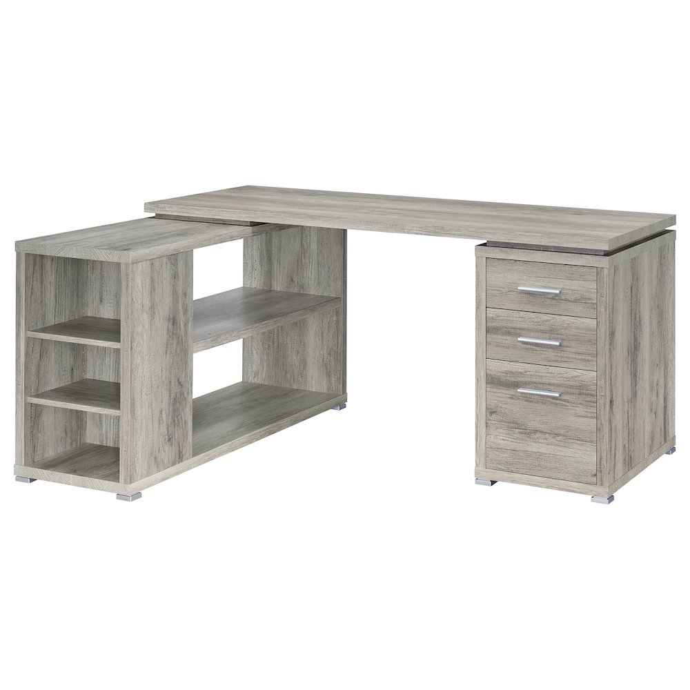 Yvette 60-inch 3-drawer L-Shape Computer Desk Grey Driftwood. Picture 3