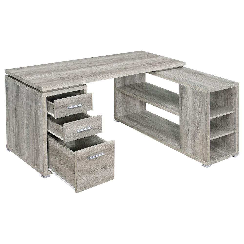 Yvette 60-inch 3-drawer L-Shape Computer Desk Grey Driftwood. Picture 4