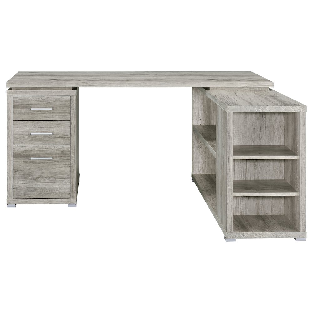 Yvette 60-inch 3-drawer L-Shape Computer Desk Grey Driftwood. Picture 5