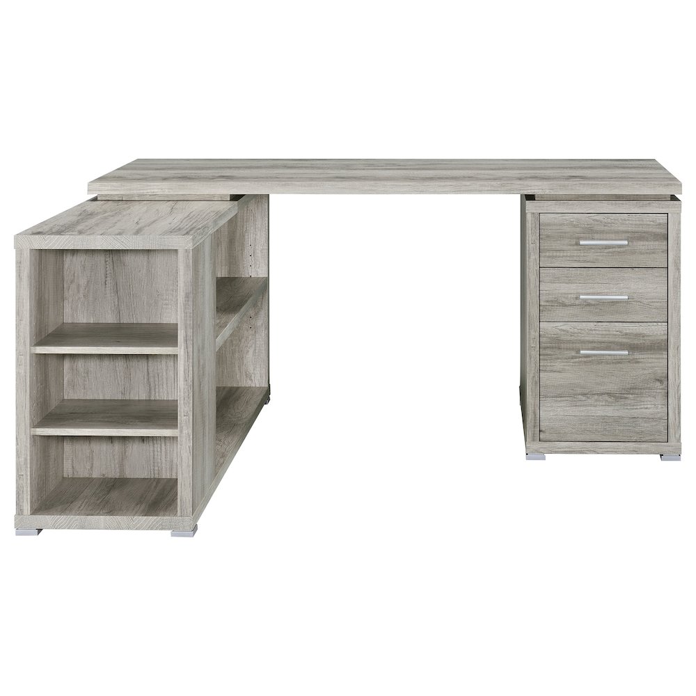 Yvette 60-inch 3-drawer L-Shape Computer Desk Grey Driftwood. Picture 6