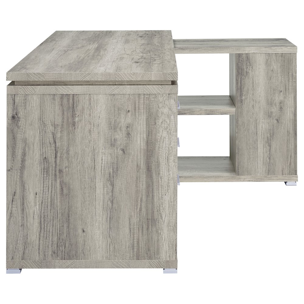 Yvette 60-inch 3-drawer L-Shape Computer Desk Grey Driftwood. Picture 9