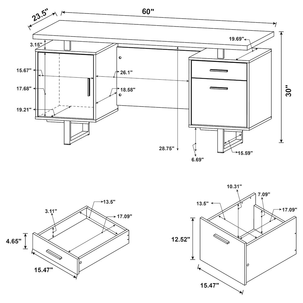 Lawtey 60-inch 2-drawer Office Computer Desk Cappuccino. Picture 16