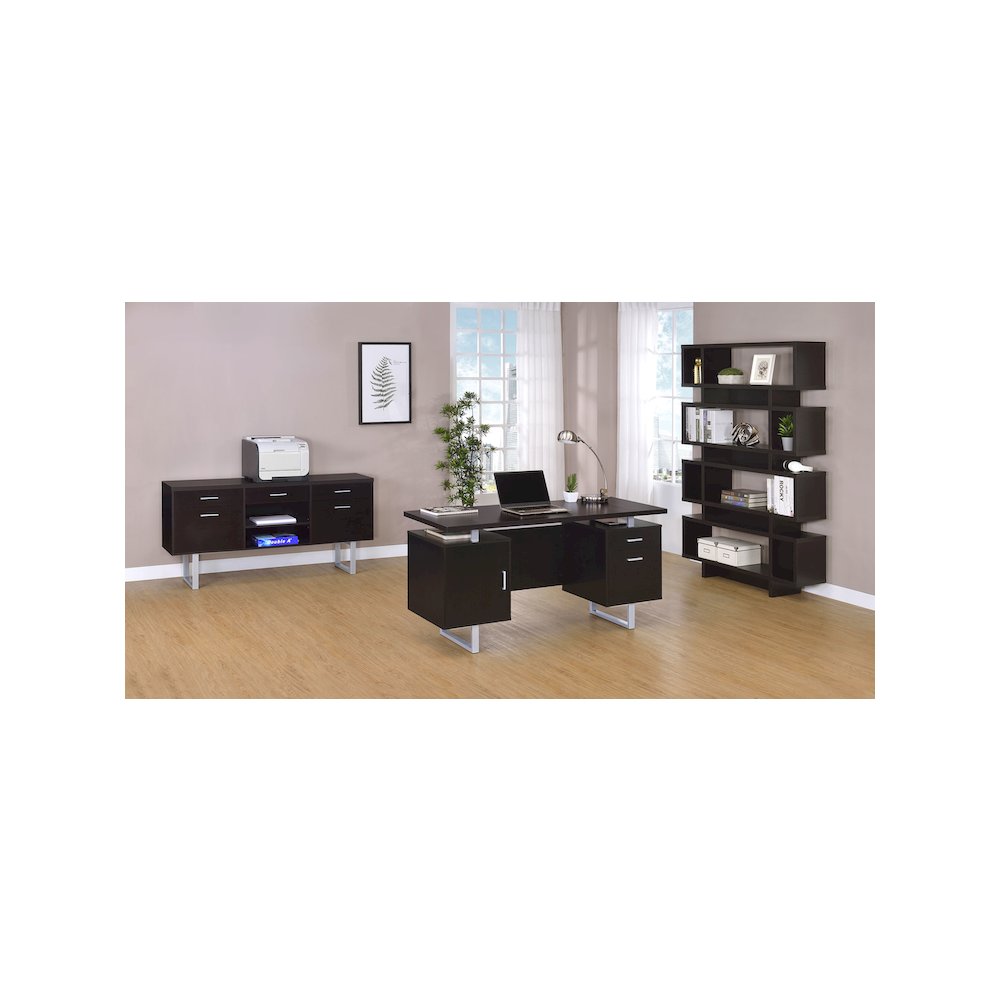 Lawtey 60-inch 2-drawer Office Computer Desk Cappuccino. Picture 13