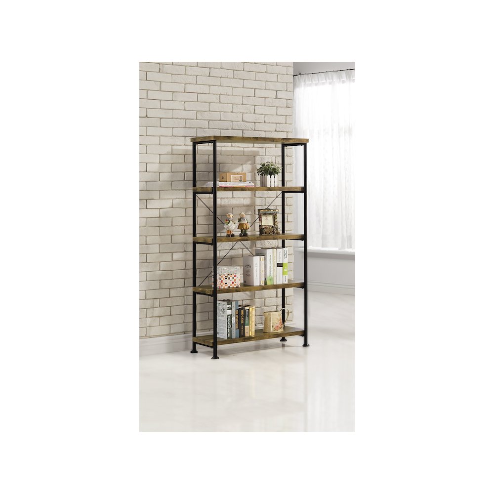 Analiese 63-inch 4-shelf Bookshelf Rustic Nutmeg. Picture 7