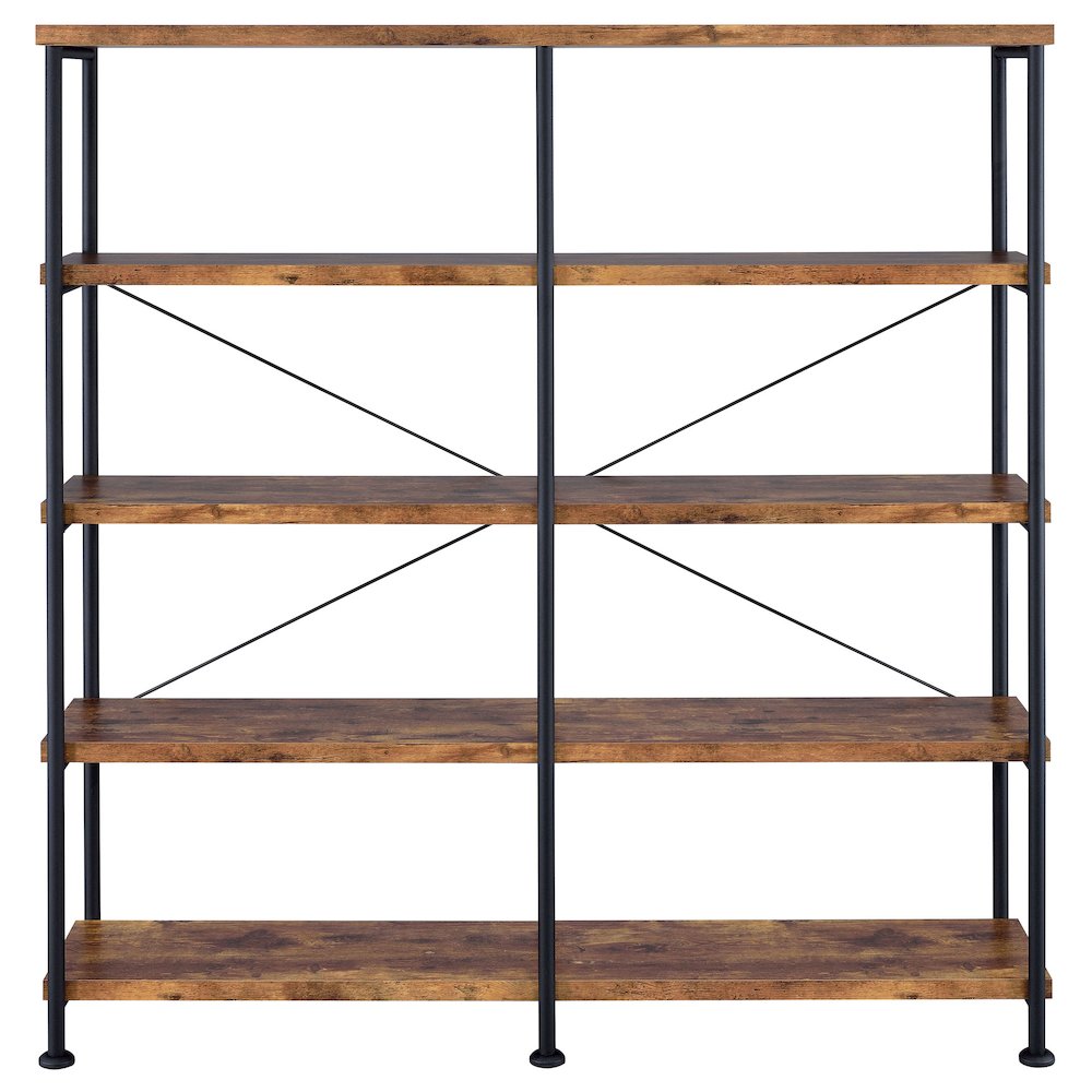 Analiese 63-inch 4-shelf Double Bookshelf Rustic Nutmeg. Picture 3