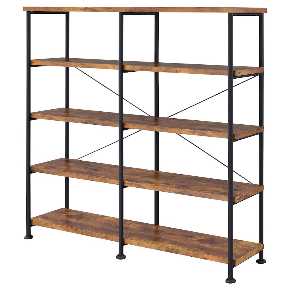 Analiese 63-inch 4-shelf Double Bookshelf Rustic Nutmeg. Picture 4