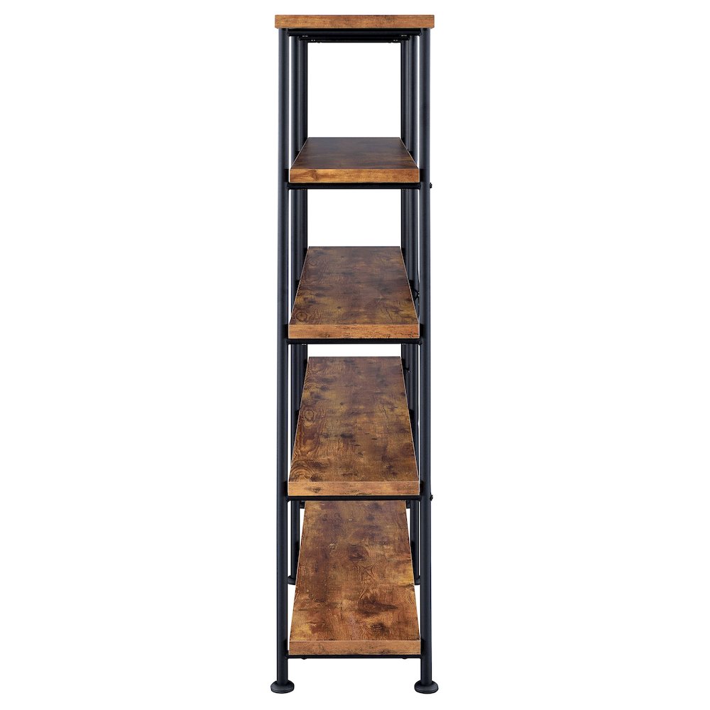 Analiese 63-inch 4-shelf Double Bookshelf Rustic Nutmeg. Picture 5