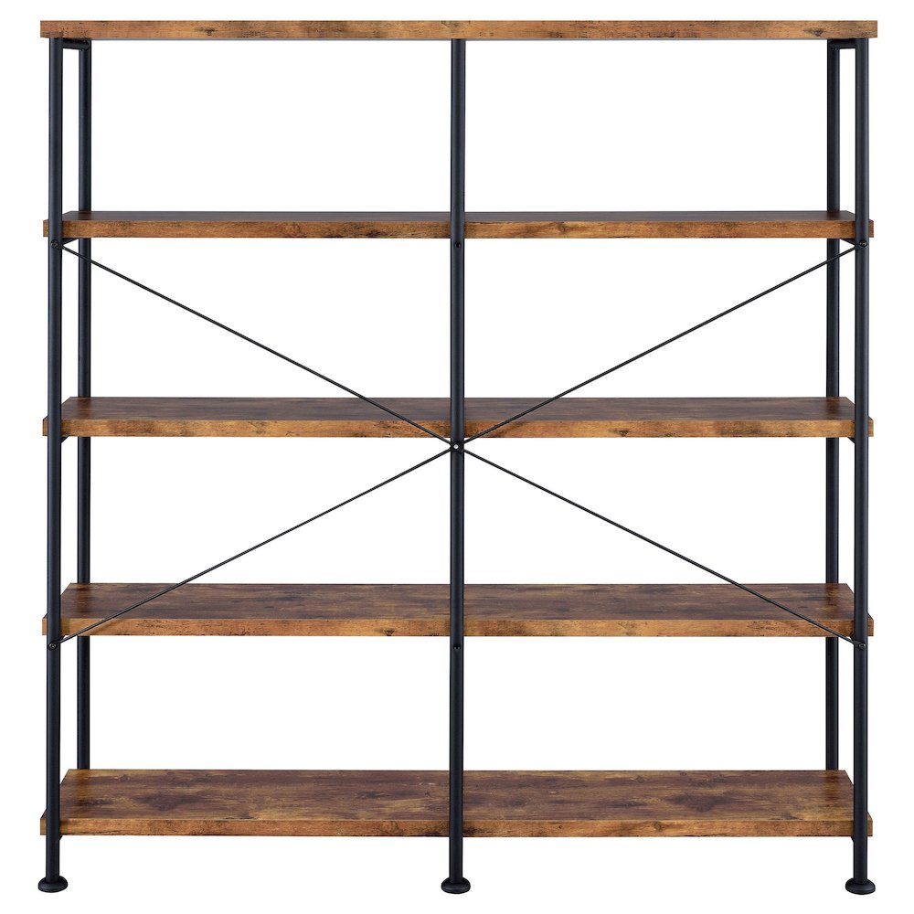 Analiese 63-inch 4-shelf Double Bookshelf Rustic Nutmeg. Picture 6