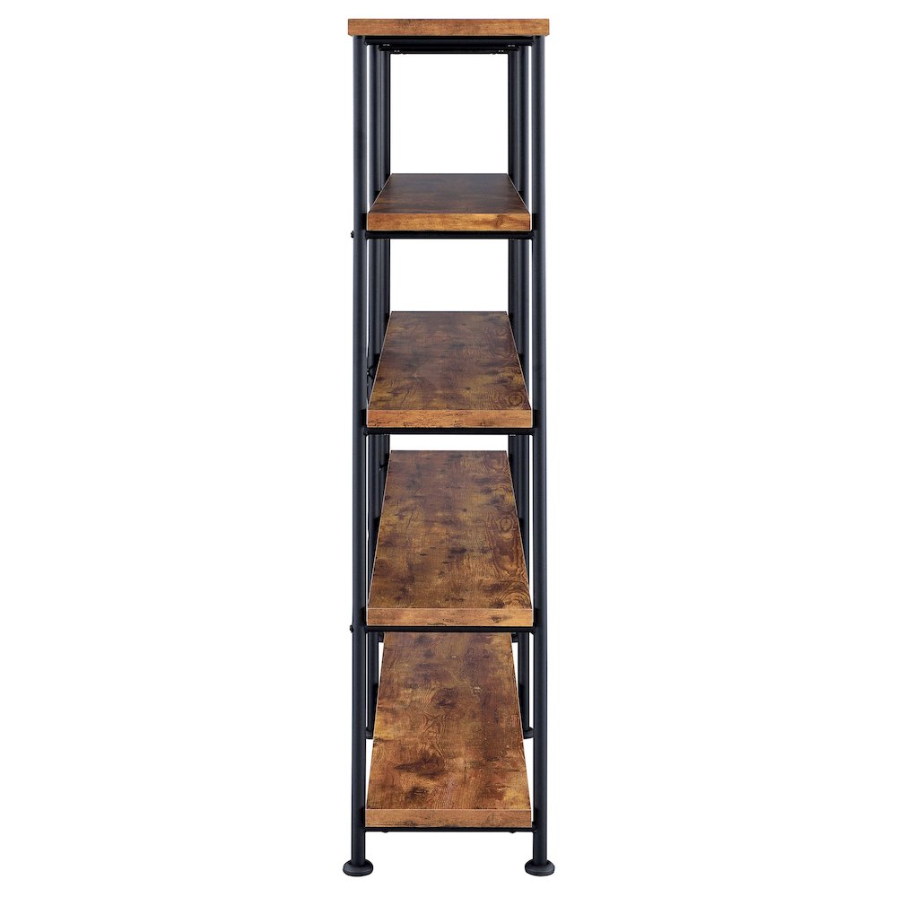 Analiese 63-inch 4-shelf Double Bookshelf Rustic Nutmeg. Picture 7