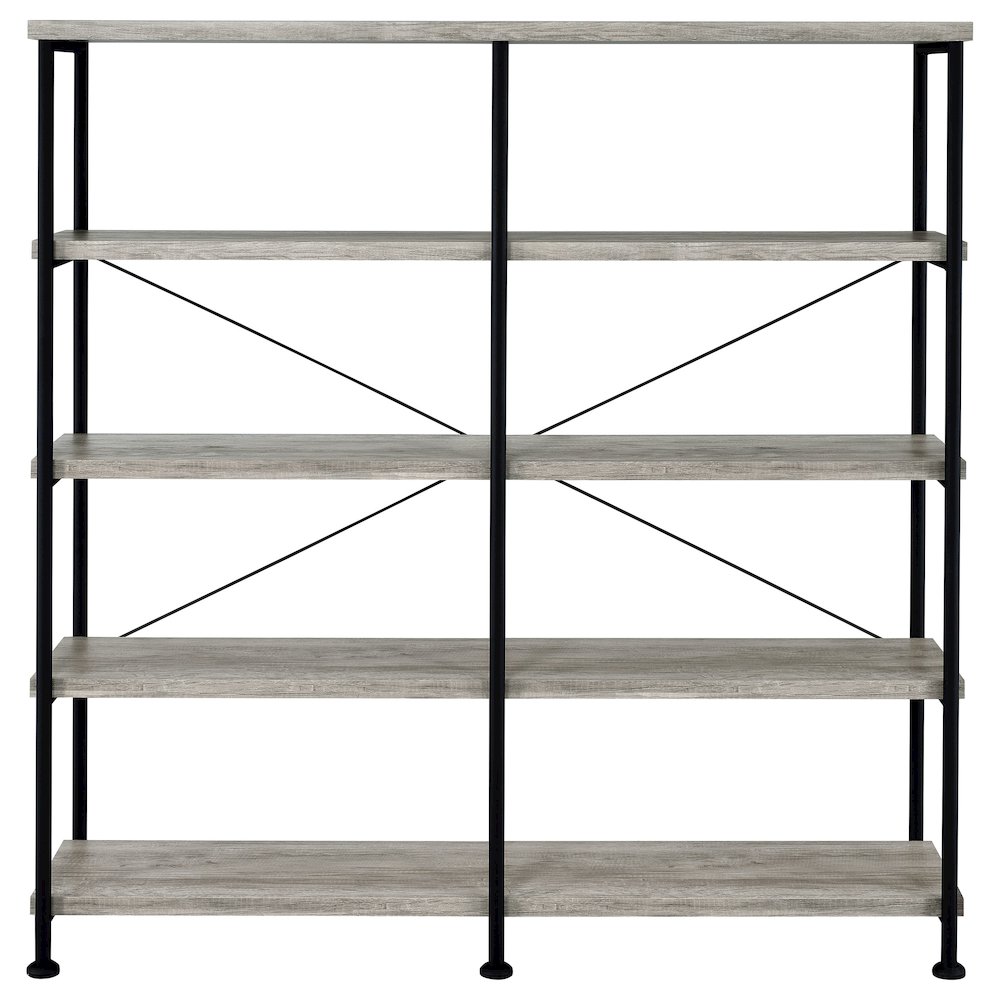 Analiese 63-inch 4-shelf Double Bookshelf Grey Driftwood. Picture 3