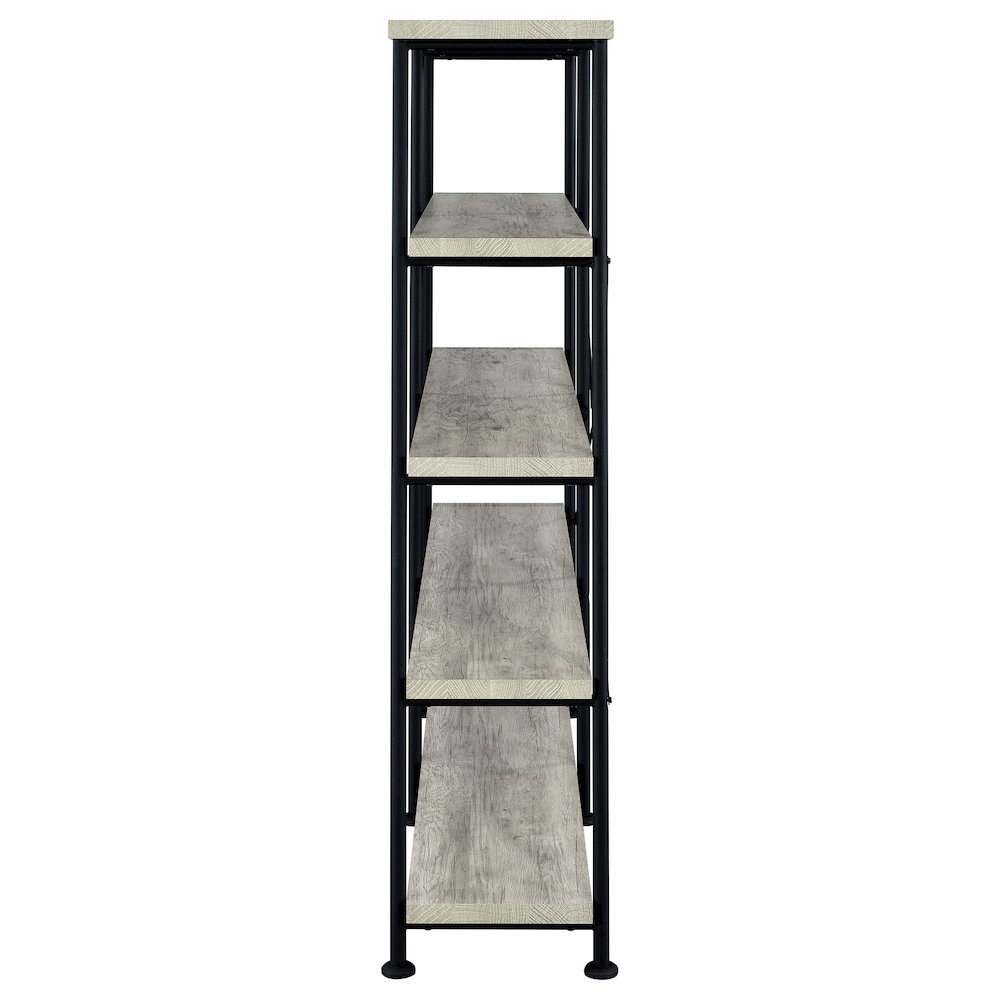 Analiese 63-inch 4-shelf Double Bookshelf Grey Driftwood. Picture 5