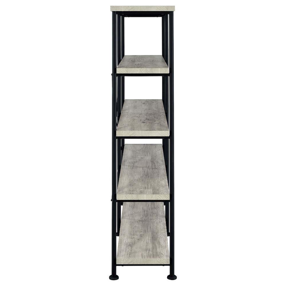 Analiese 63-inch 4-shelf Double Bookshelf Grey Driftwood. Picture 7