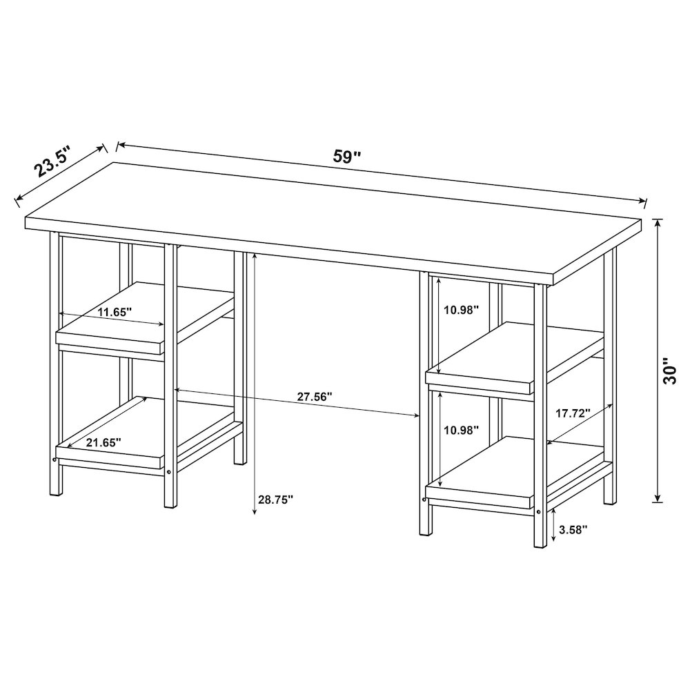 Kemper 59-inch 4-shelf Writing Desk Weathered Brown. Picture 7