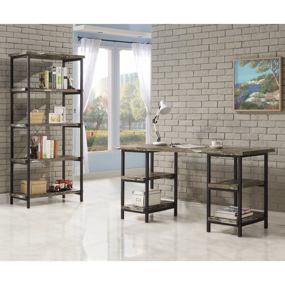 Kemper 59-inch 4-shelf Writing Desk Weathered Brown. Picture 5
