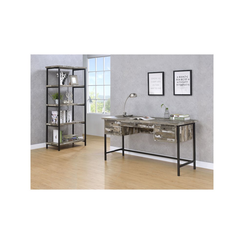 Kemper 59-inch 4-shelf Writing Desk Weathered Brown. Picture 6