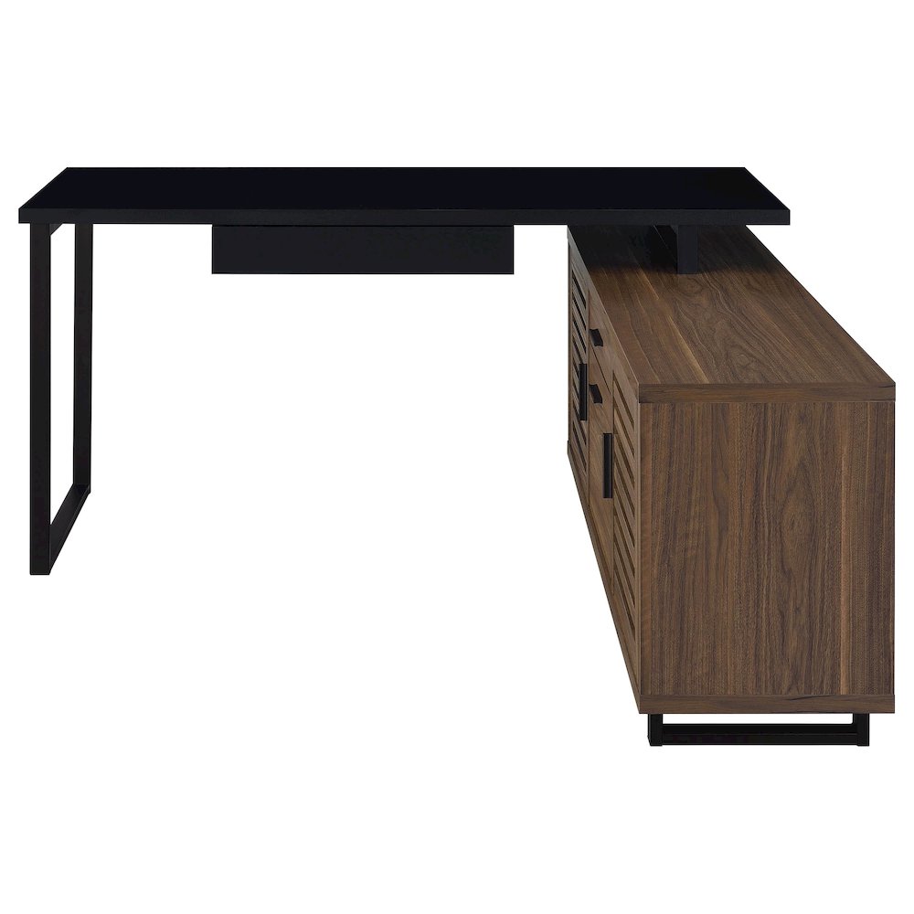 Maddox 60-inch L-Shape Office Computer Desk Black and Walnut. Picture 5