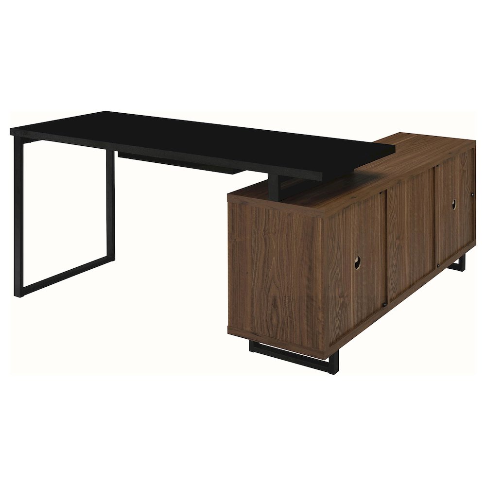 Maddox 60-inch L-Shape Office Computer Desk Black and Walnut. Picture 6