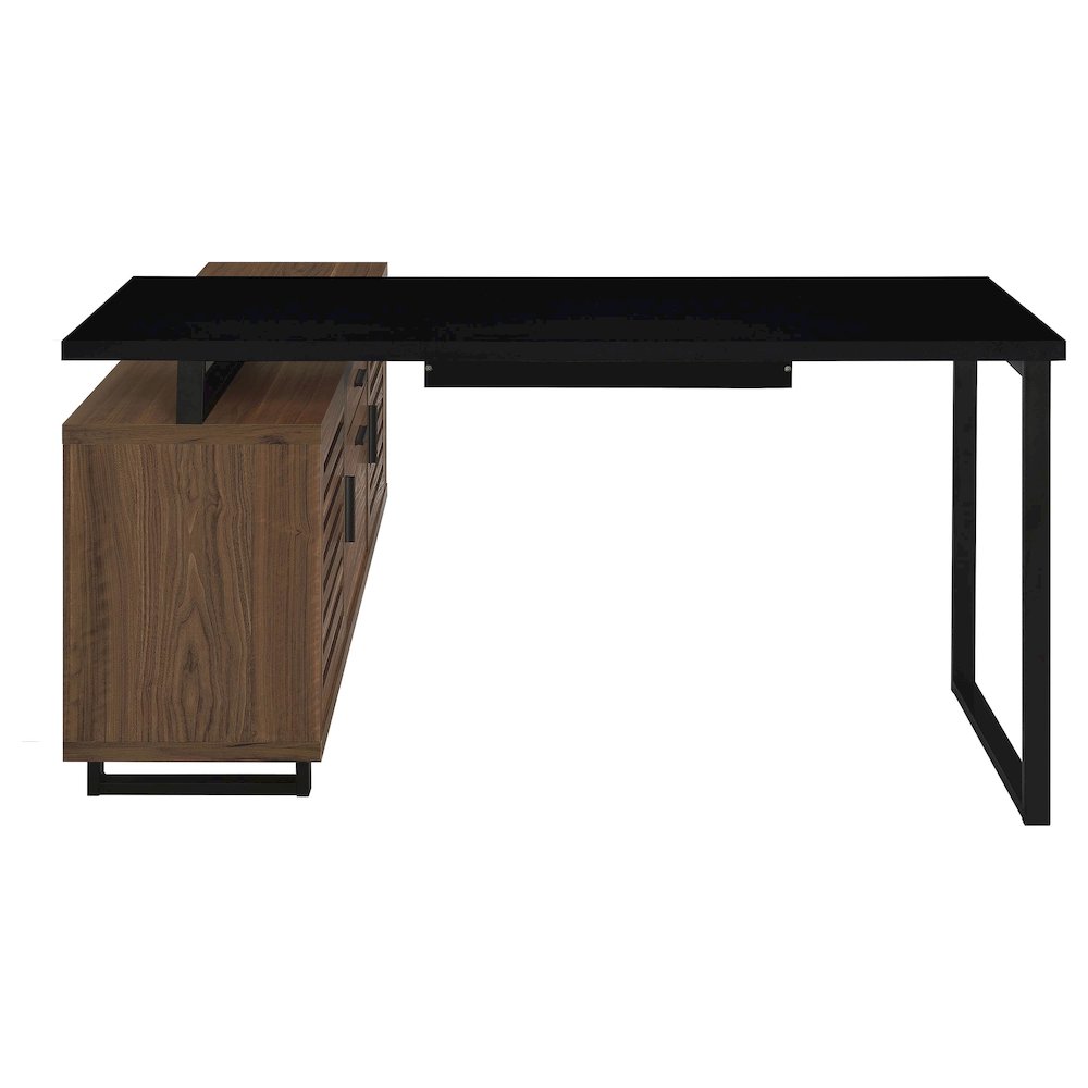 Maddox 60-inch L-Shape Office Computer Desk Black and Walnut. Picture 9