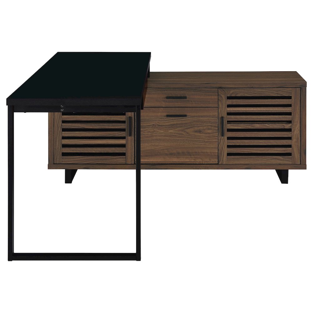 Maddox 60-inch L-Shape Office Computer Desk Black and Walnut. Picture 10