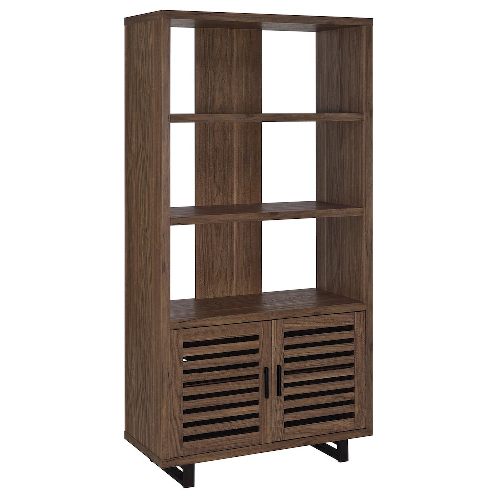 Maddox 71-inch 3-shelf Cabinet Bookcase Walnut. Picture 1