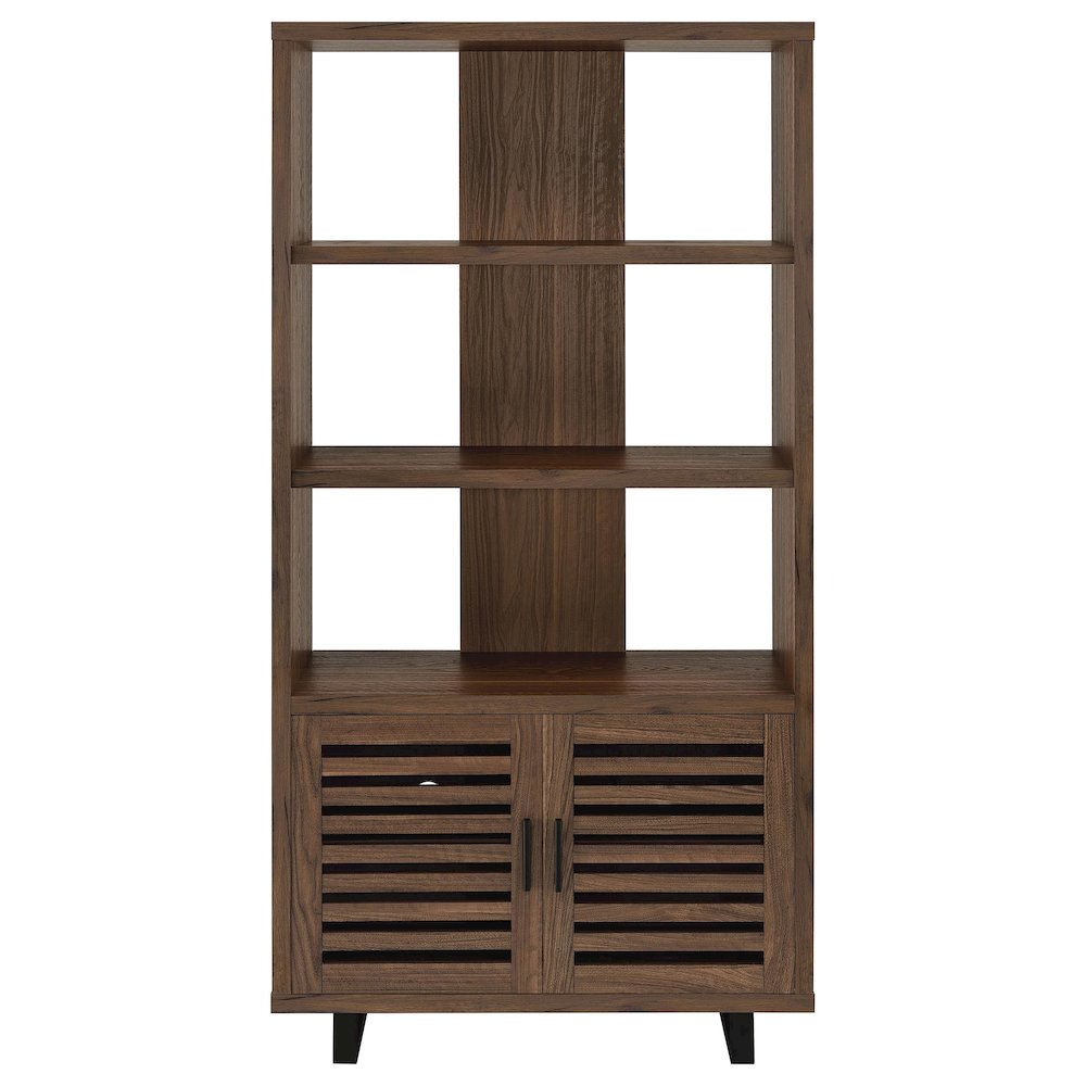 Maddox 71-inch 3-shelf Cabinet Bookcase Walnut. Picture 4
