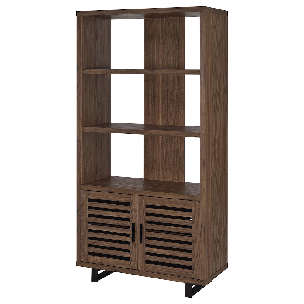 Maddox 71-inch 3-shelf Cabinet Bookcase Walnut. Picture 5