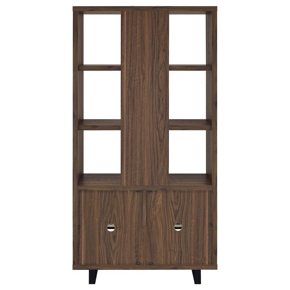 Maddox 71-inch 3-shelf Cabinet Bookcase Walnut. Picture 8