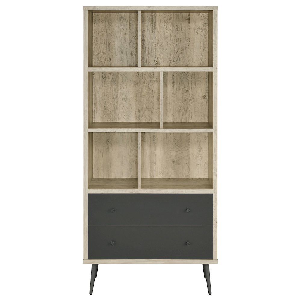 Maeve 70-inch 3-shelf Bookcase with Drawers Distressed Pine. Picture 4